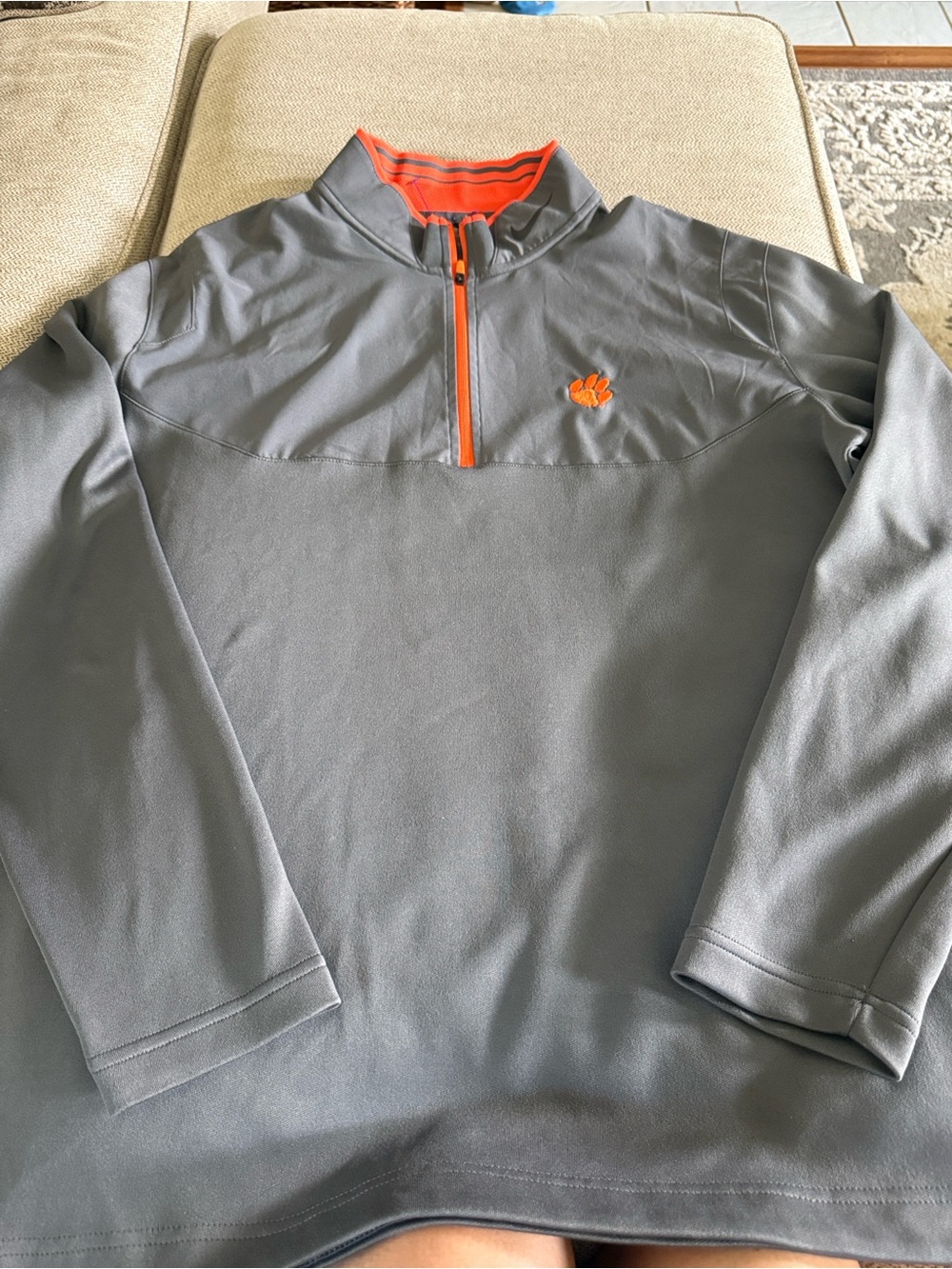 Nike Gray Quarter-Zip Pullover with Orange Trim